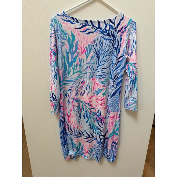 Lilly Pulitzer Monogram DMB Womens Small Printed Shift Dress W/ Gold Buttons 3/4 - Picture 4 of 6